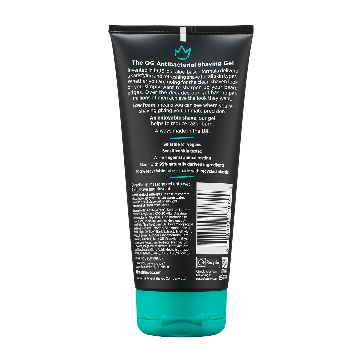 - King of Shaves Antibacterial Shaving Gel for Men | Low Foam for A Precise Shave -