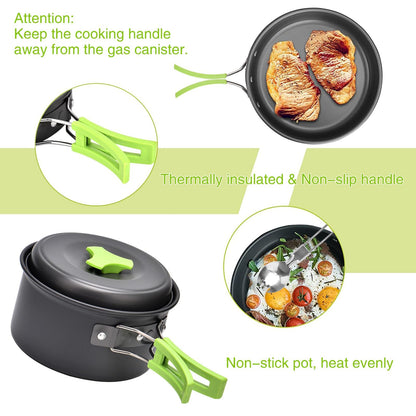- Queta 10-Piece Cookware Kit | Picnic Pots Cookware Camping Set -