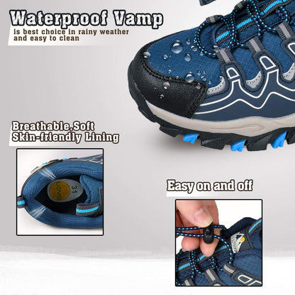 - UOVO Boys Trainers Kids Walking Shoes Low-Top Sneakers Children Waterproof Trekking Hiking Footwear Running Shoes Blue Size 4 UK