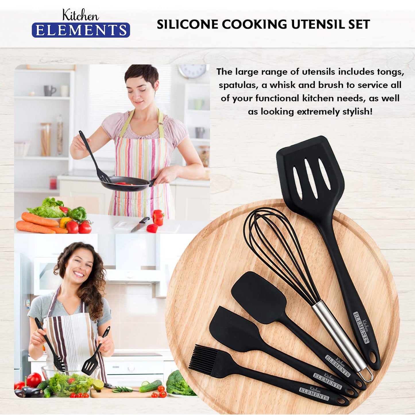 - Silicone Kitchen Utensils Set for Cooking & Baking | 10 Pieces| Free Set of Silicone Stretch Lids -