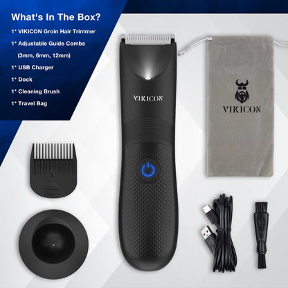 - VIKICON Balls Trimmer Men, Pubic & Body Hair Trimmer Men, IPX7 Waterproof -