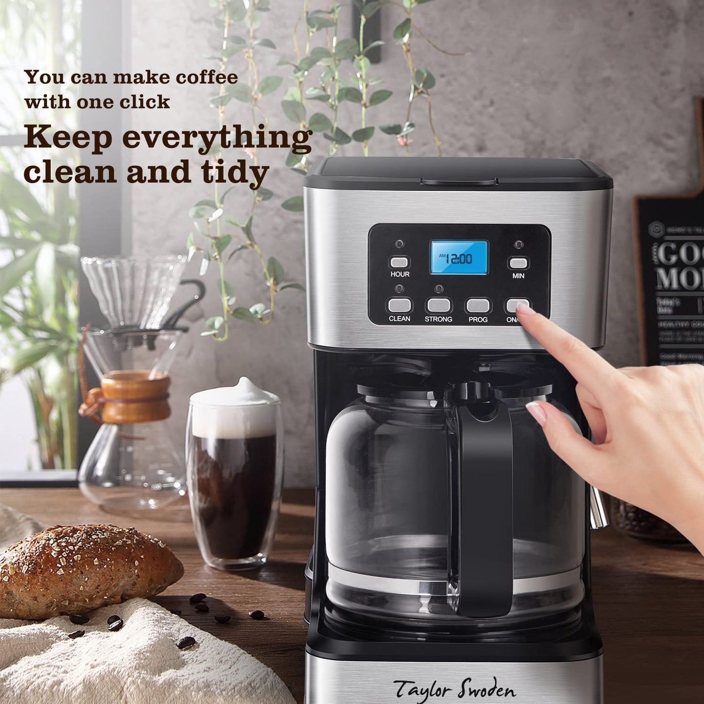 - Taylor Swoden Filter Coffee Machine | Drip Coffee Maker | Programmable 24hr Timer -
