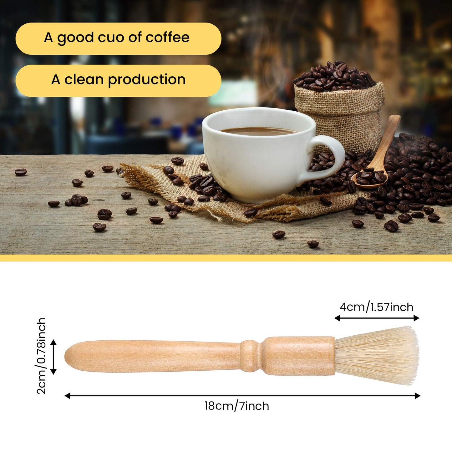 6 Pieces Coffee Machine Cleaning Brush Set Machine Cleaning Brush Tool with Spoon, Coffee Grinder Cleaning Brush, Wood Handle and Soft Bristles Wood Brush for Coffee Machine Group Head