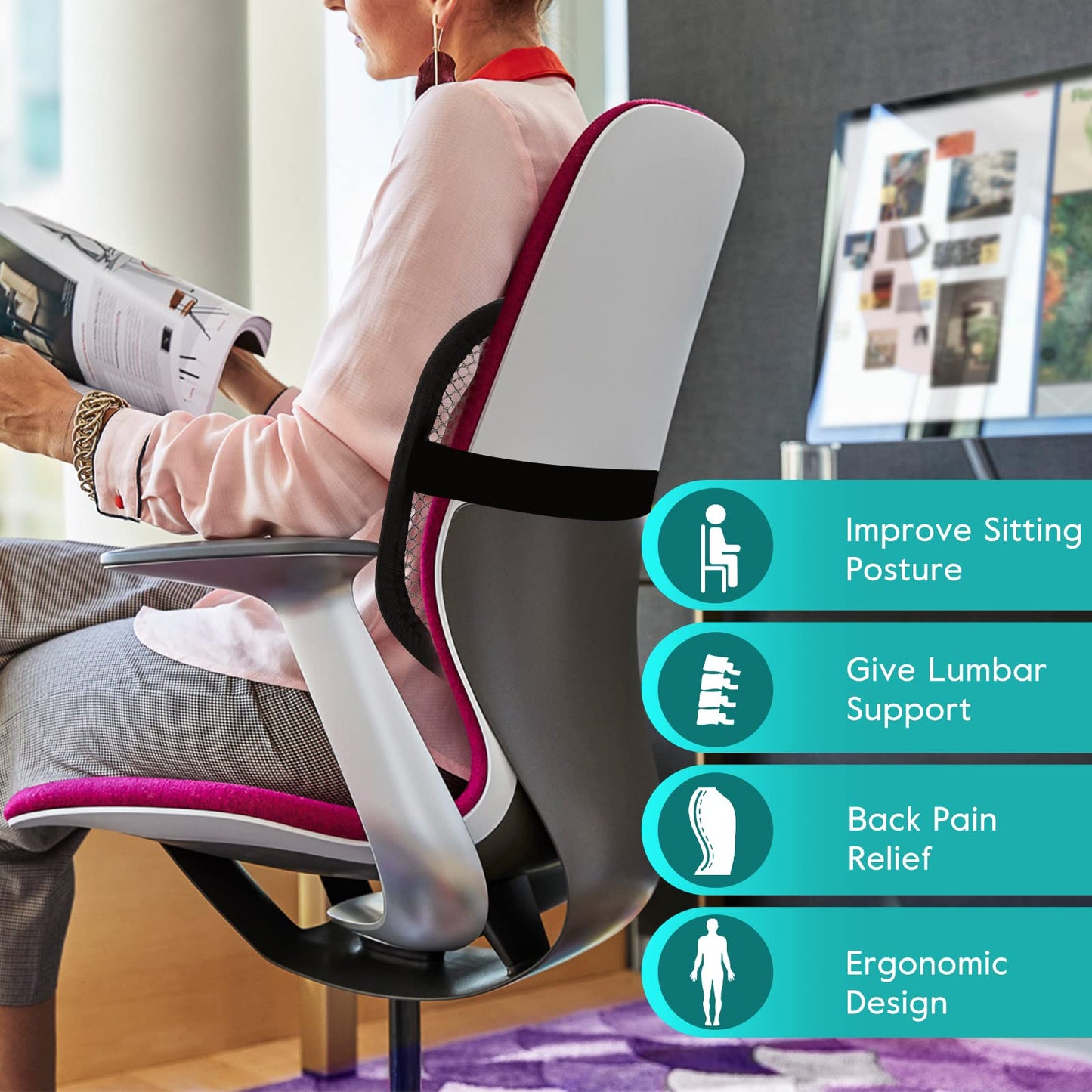 - m zimoon Mesh Back Support | Mesh Lumbar Support Cushion | Air Flow Chair Back Support -