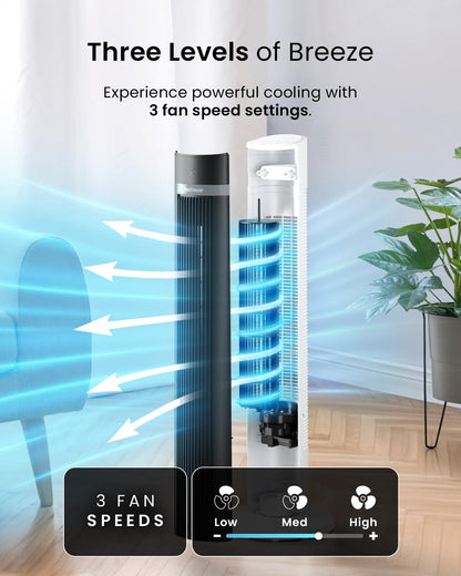 - Pro Breeze Silent Bladeless Tower Fan with Remote Control | 90° Oscillation | 15H Timer -