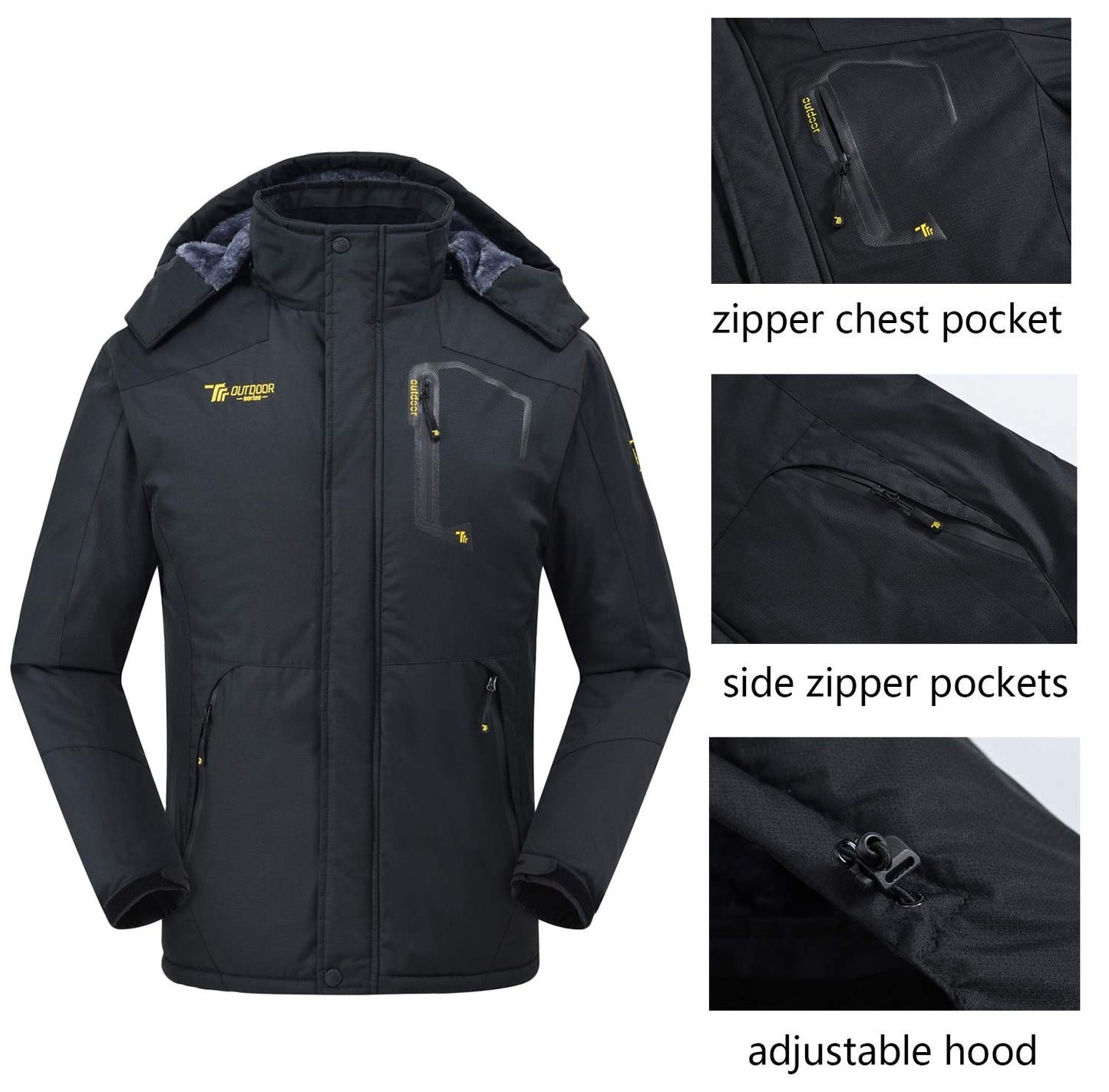 - donhobo Men's Fleece Jacket | Waterproof Warm Jacket | Windproof Camping Hiking Coat -