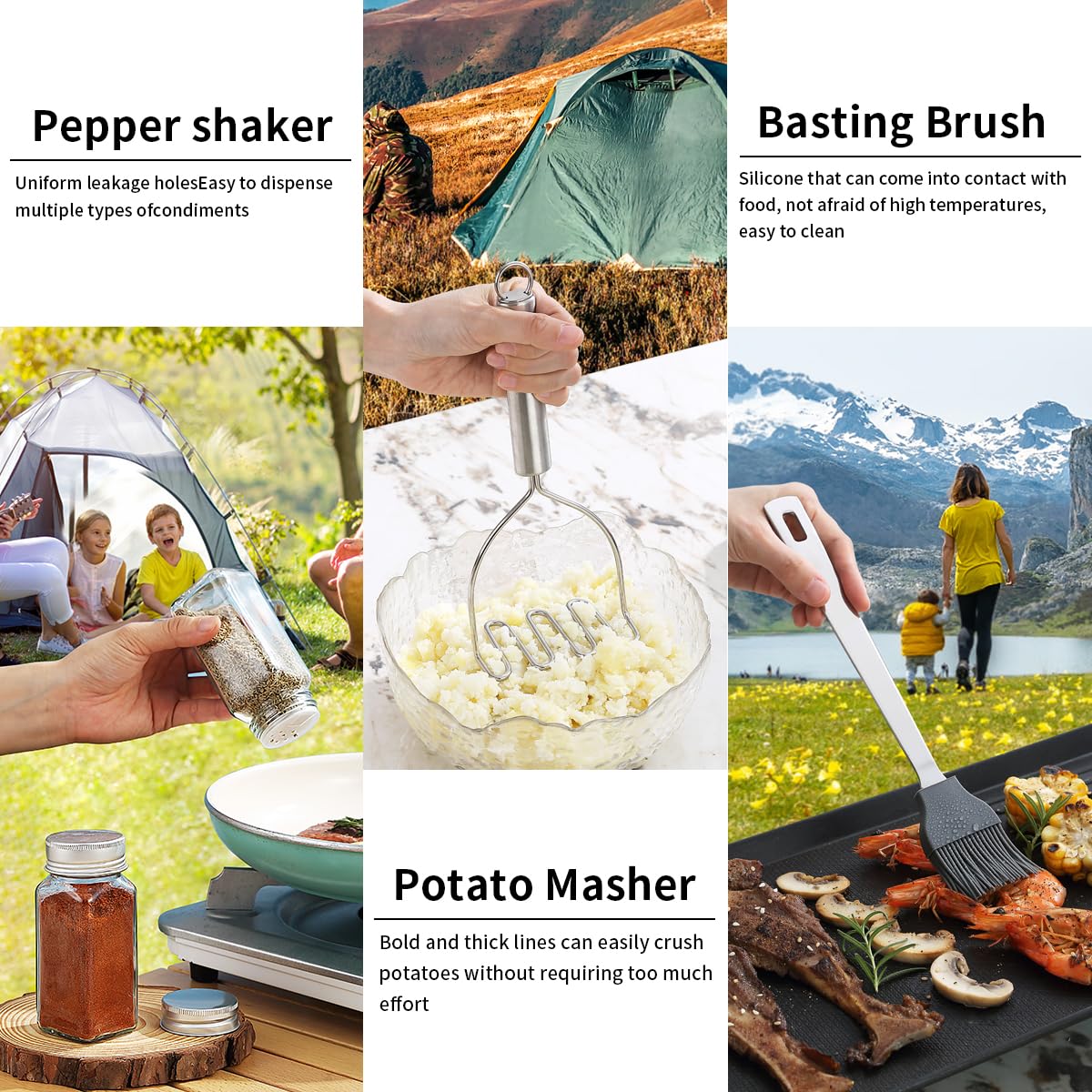 - ReaNea Camping Essentials Accessories Camping Gear Must Haves | Cooking Utensils Set -