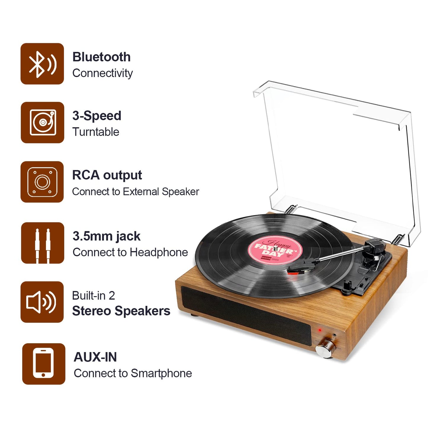 - Record Player | FYDEE Vinyl Record Player with Speakers | Vintage Turntable -