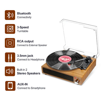 - Record Player | FYDEE Vinyl Record Player with Speakers | Vintage Turntable -