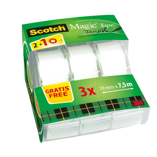 - Scotch Magic Tap | 2 Rolls on Handheld Dispenser + 1 FREE | 19 mm x 7.5 m | General Purpose Sticky Tape for Document Repair, Labelling & Sealing -