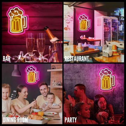 - Eufrozy Beer Neon Sign Light | Dimmable LED Neon Light Signs | Acrylic Board | USB Powered Wall Light -