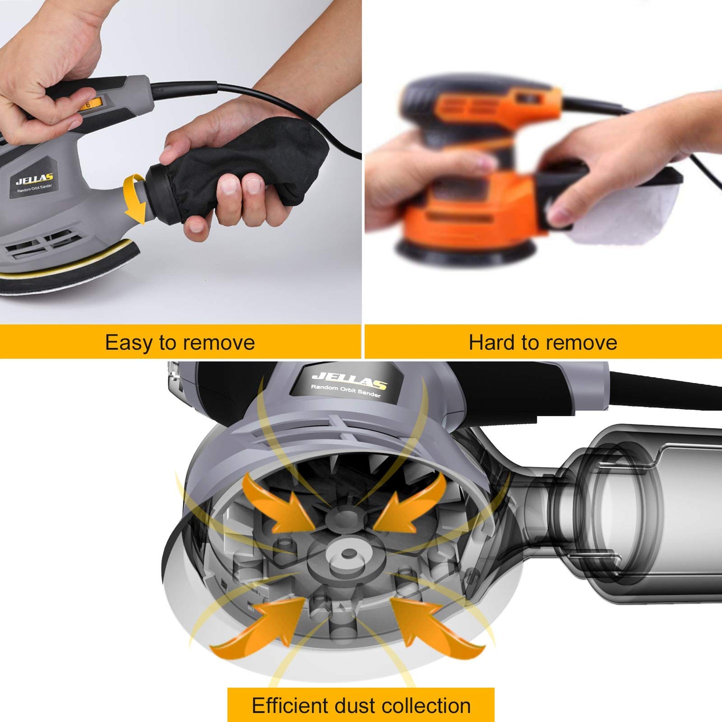 - Orbital Sander | 125MM 13000RPM | 6 Variable Speed Orbit Sander -