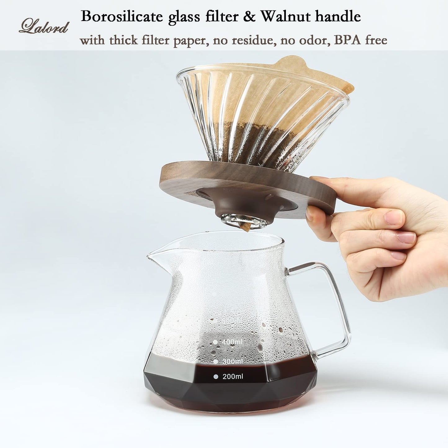 - Lalord Pour Over Coffee Maker | 600 ml Borosilicate Glass Carafe | 100 pcs -