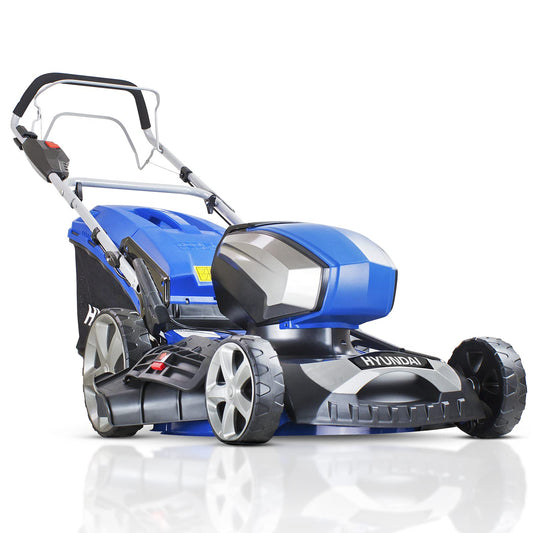 - Hyundai 18"/45cm Cordless 80v | Lithium-Ion Battery | Self Propelled Lawnmower with Battery and Charger | 6 Cutting Heights | 65l Grass Collector | Foldable Handles -