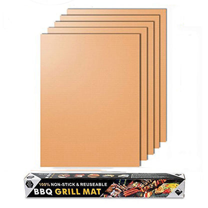 - JOKBEN Copper Grill Mat | 5-Pack Heavy Duty Magic BBQ Grill Mats | Non Stick -