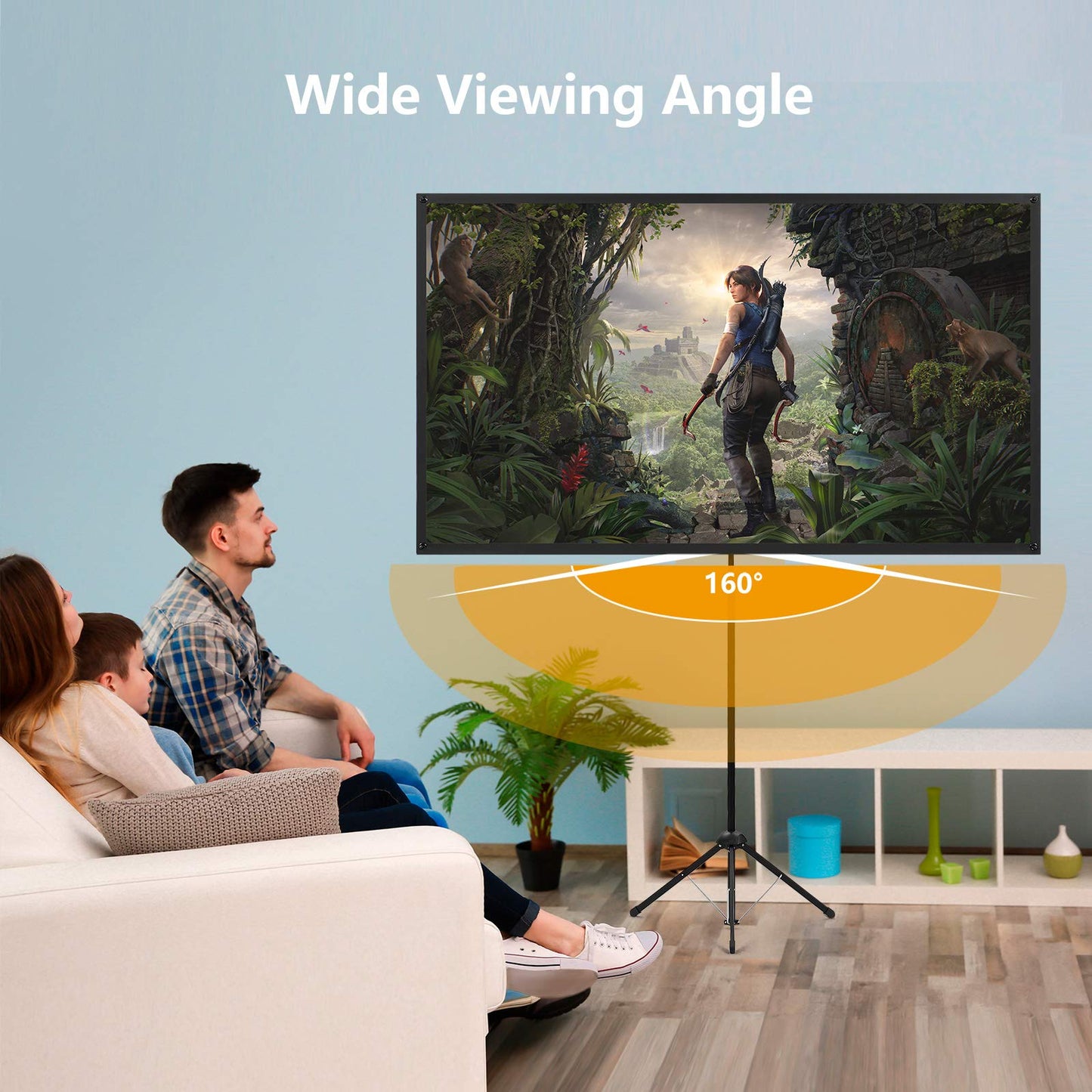 - Projector Screen with Stand | Outdoor Projector Screen | 100 Inch | 16:9 and Tripod Stand -