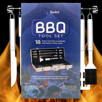 - SEDOL BBQ Tools Set | 18pcs Heavy Duty Stainless Steel BBQ Accessories -