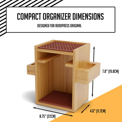 - HEXNUB – Bamboo Organizer for AeroPress | Compact Coffee Caddy Station -