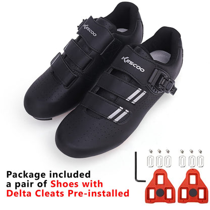 Cycling Shoes for Men Women Compatible with Peloton Bike Shimano SPD & Look ARC Delta for Indoor Spin Cycle Road Bike Shoes with Delta Cleats Pre-Installed, Black 7
