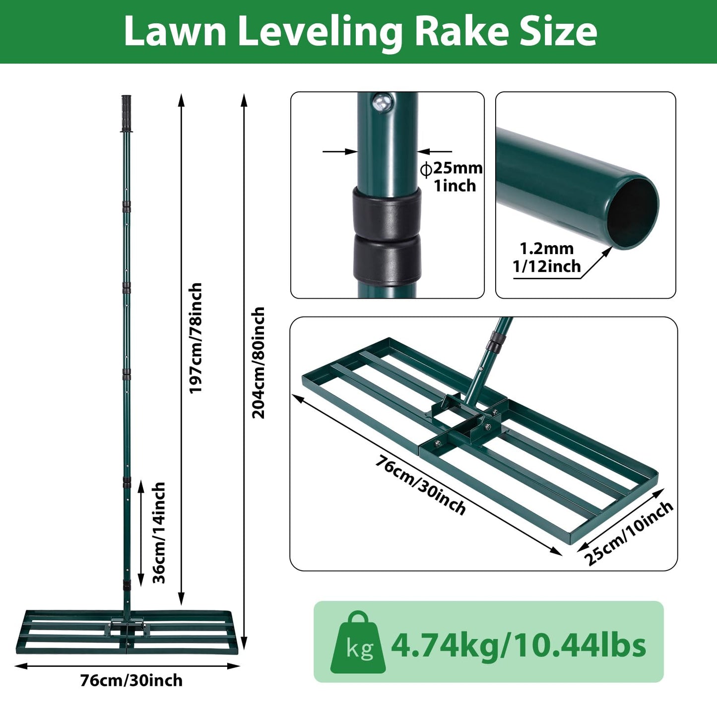- Signstek Lawn Leveling Rake | Stainless Steel Lawn Leveler | 30” x 10” Ground Plate -