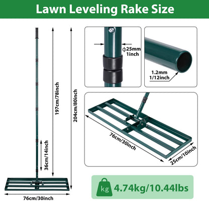 - Signstek Lawn Leveling Rake | Stainless Steel Lawn Leveler | 30” x 10” Ground Plate -