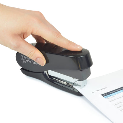 - Rapesco 1466 Germ-Savvy Antibacterial | ECO Luna Less Effort Stapler | 2000 Staples | 50 Sheet Capacity | Black -