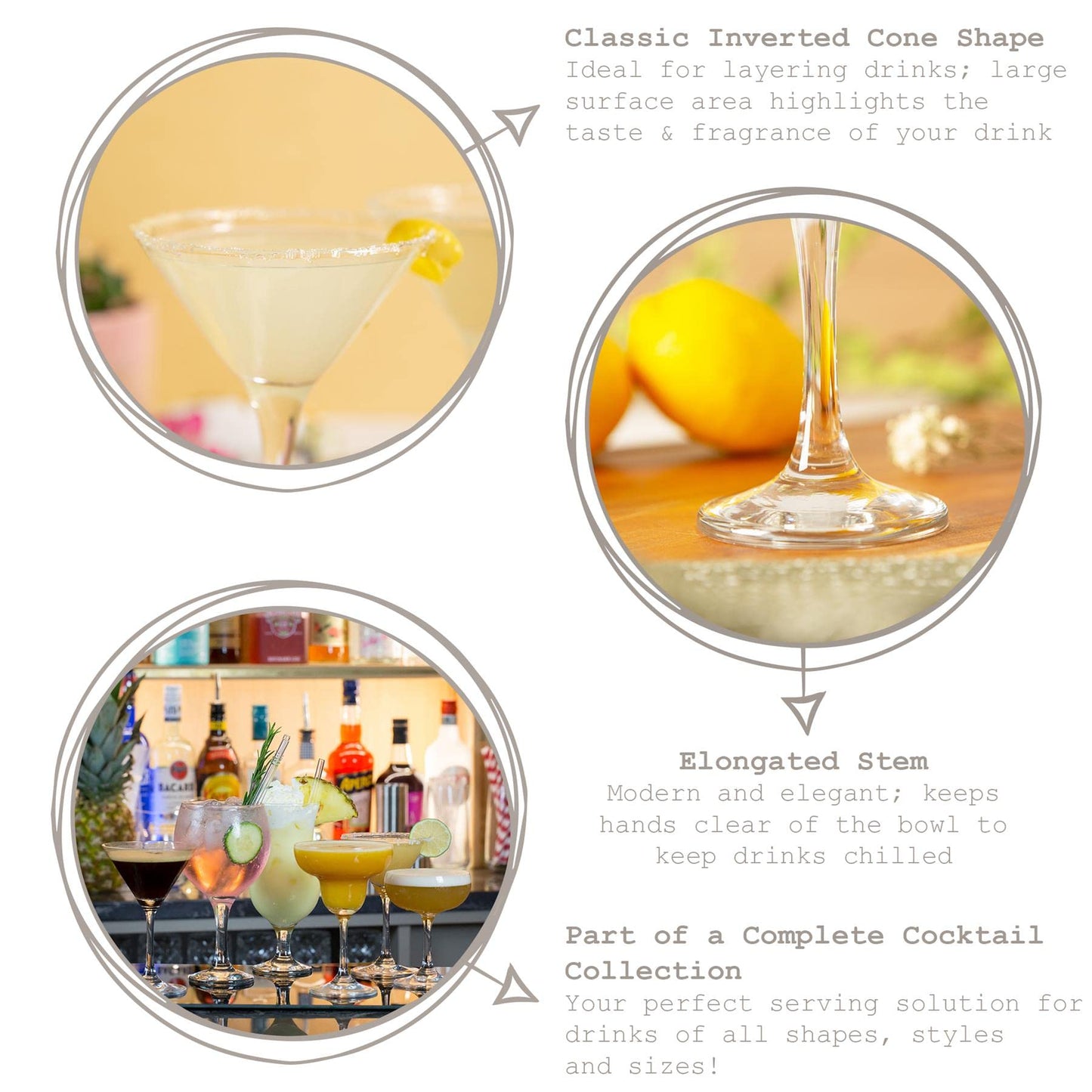 - LAV 12x Clear 175ml Misket Martini Glasses - Espresso Margarita Champagne Cocktail Gin -