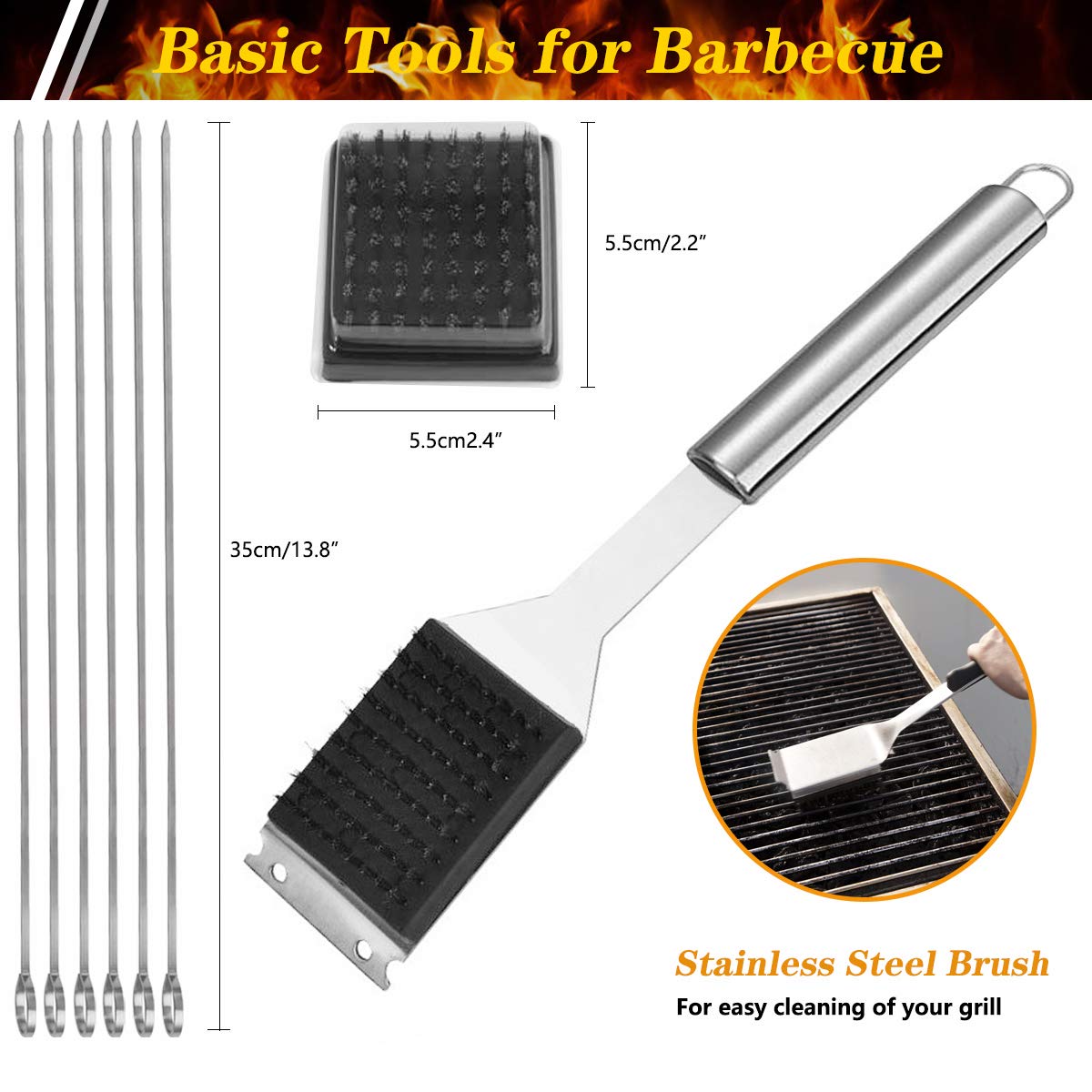 - QH7 10 Pack BBQ Barbecue Tool Set | Stainless Steel Outdoor Barbecue Grill Utensils Set -