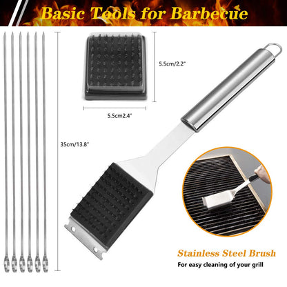 - QH7 10 Pack BBQ Barbecue Tool Set | Stainless Steel Outdoor Barbecue Grill Utensils Set -