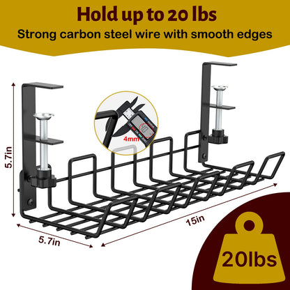 - Mokani Cable Management Under Desk Tray | No-Drill Desk Cable Wire Organiser -