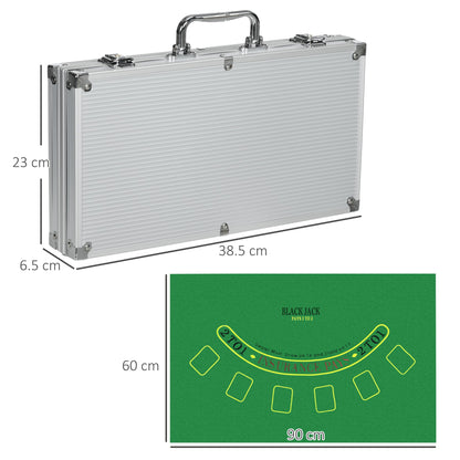 - 300-Piece Poker Chips Set with Aluminium Case | Casino Texas Holdem Poker Set with Mat -