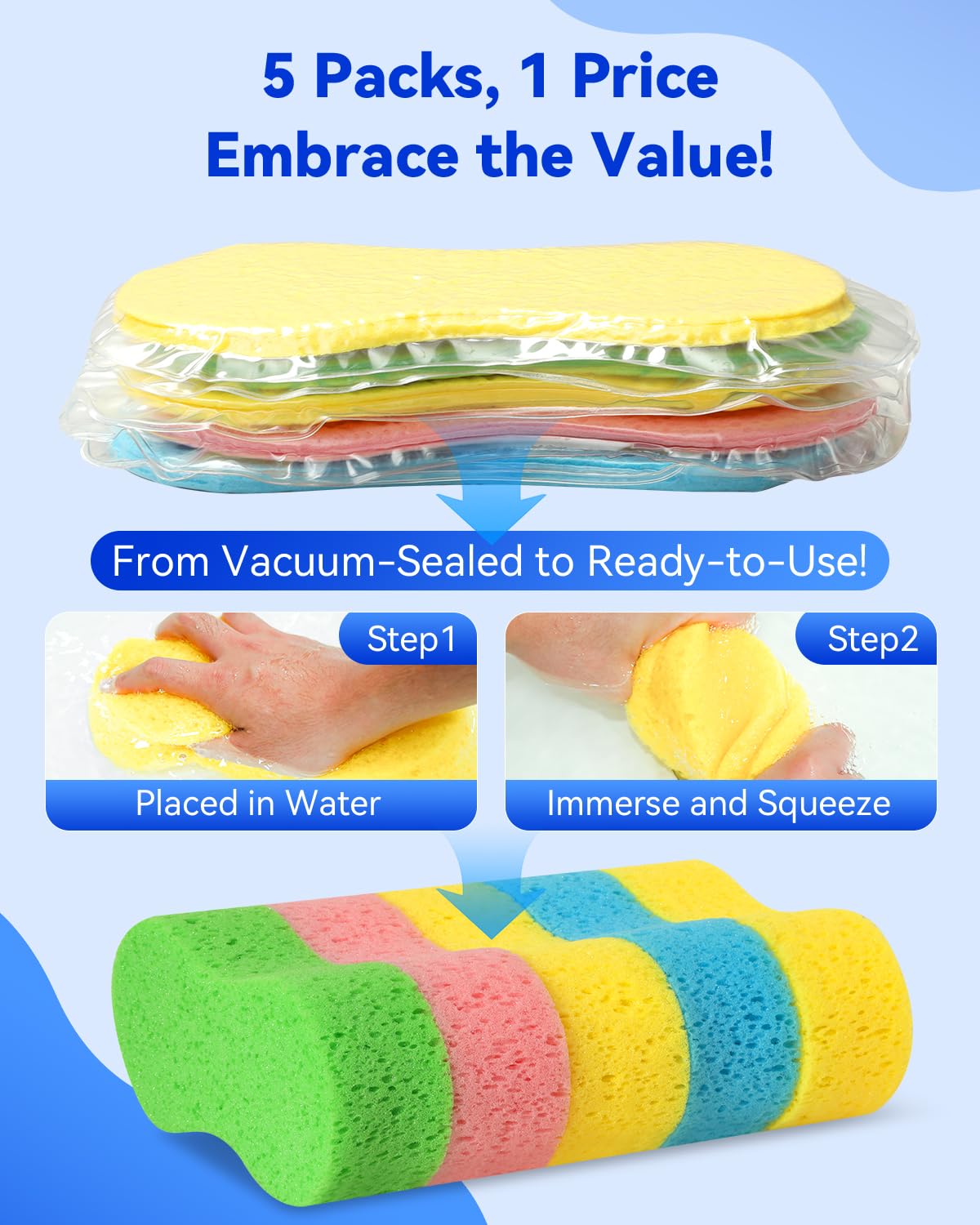 - Temede | Car Wash Sponge |5pcs | Large All Purpose Sponges for Cleaning |