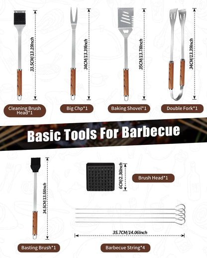 - Evolpor 11pcs BBQ Grill Tool Set | Premium Stainless Steel BBQ Accessories -