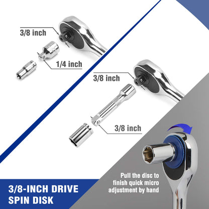 - WORKPRO 39-Piece Drive Socket Set 1/4''3/8'', CR-V Metric and Imperial Sockets with Quick-Release Ratchet Wrench, Compact Sockets Set for Car Repair