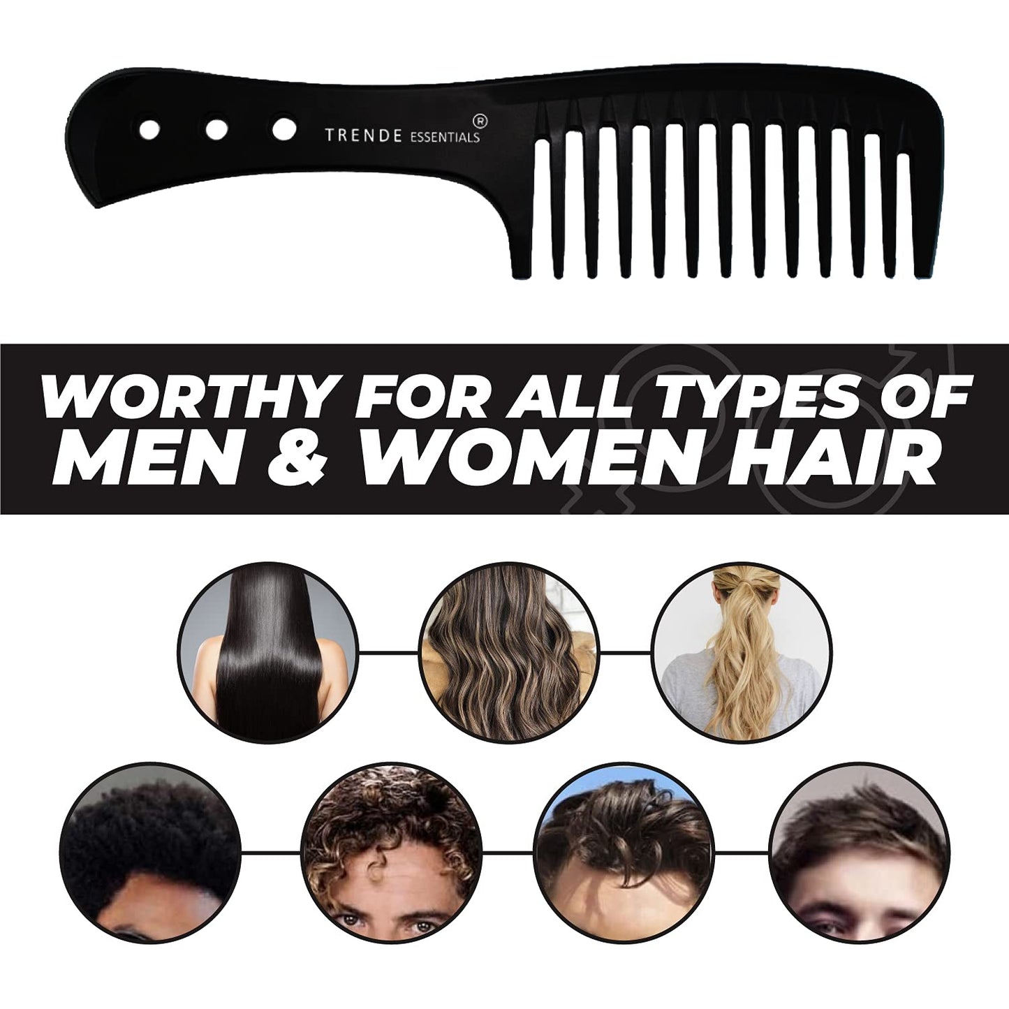 - Trende Essentials Wide Tooth Comb | Detangler | Heat Resistant -