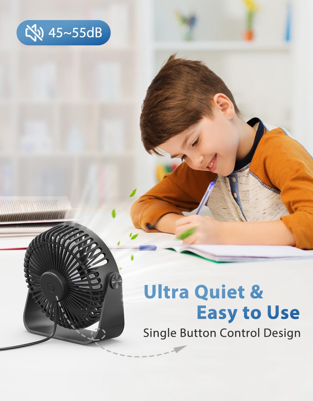 - TriPole USB Desk Fan | 3 Speeds Adjustable Strong Wind Table Fan | 360°Head Rotation | Indoor or Outdoor -