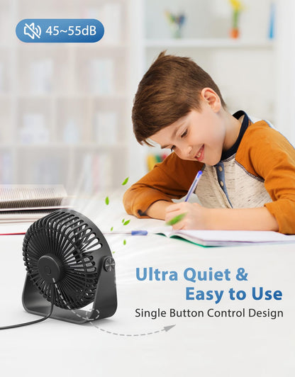- TriPole USB Desk Fan | 3 Speeds Adjustable Strong Wind Table Fan | 360°Head Rotation | Indoor or Outdoor -