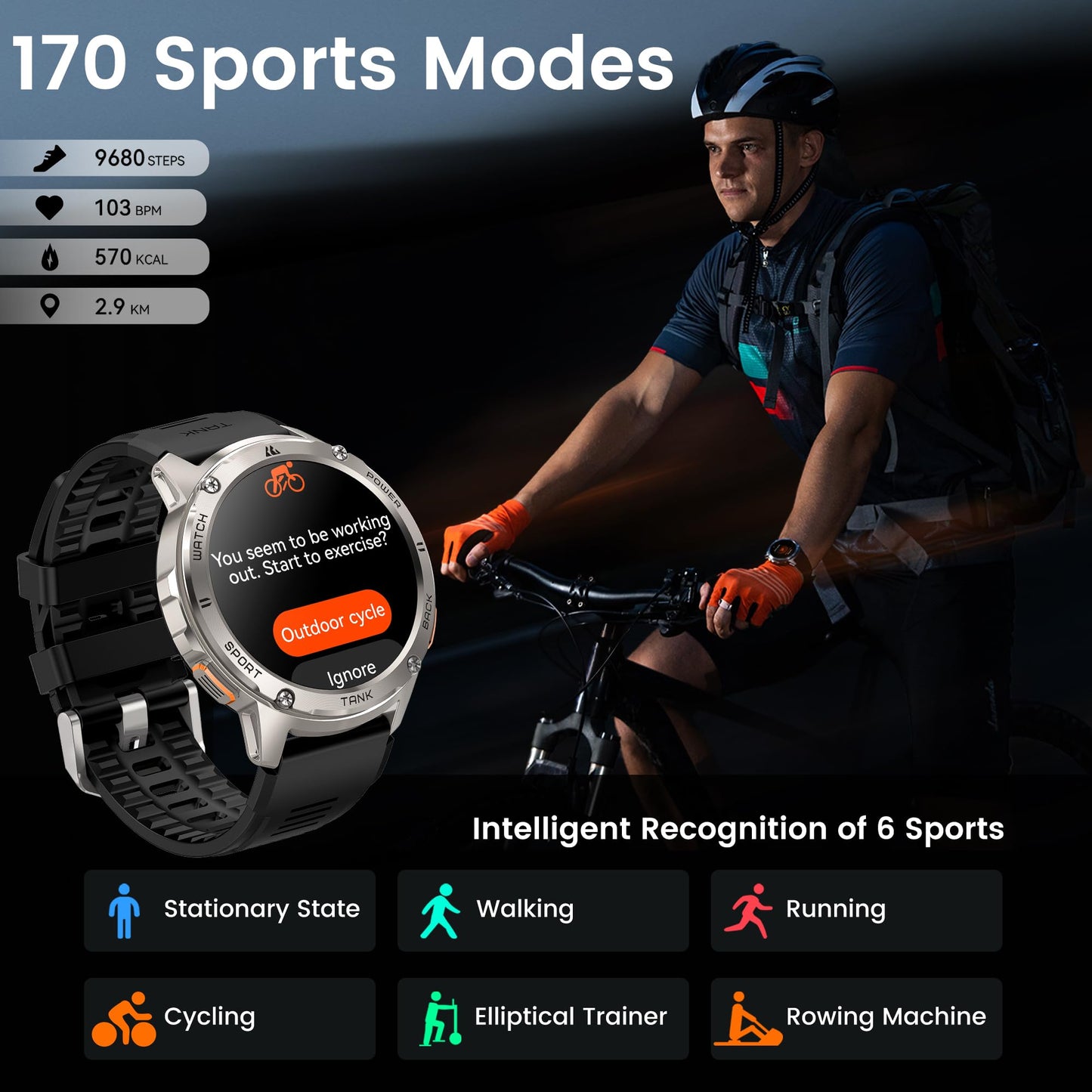 - KOSPET Smart Watch for Men | 60 Days Extra-Long Battery | 5ATM IP69K Waterproof for Swimming | Rugged Military Full Metal Body Smartwatch -