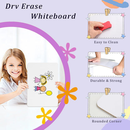 CRESZZLE 2-Pack Small Whiteboard Set - 8.2x11.8 Inch Double-Sided Mini Whiteboards with 2 Pens and 2 Erasers - Portable, Durable White Boards for Students, Classroom, Home, and Office