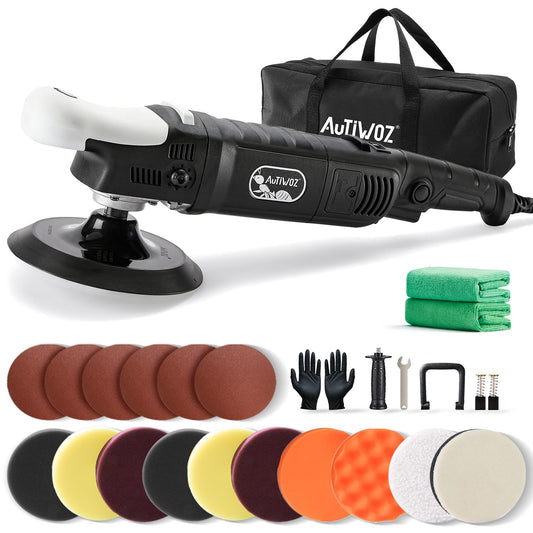 AUTIWOZ Car Buffer Polisher, 6-Inch Rotary Polisher for Car Detailing, 6 Variable Speeds 1000-3800 RPM, Rotary Buffer Kit for Car Detailing/Polishing/Waxing