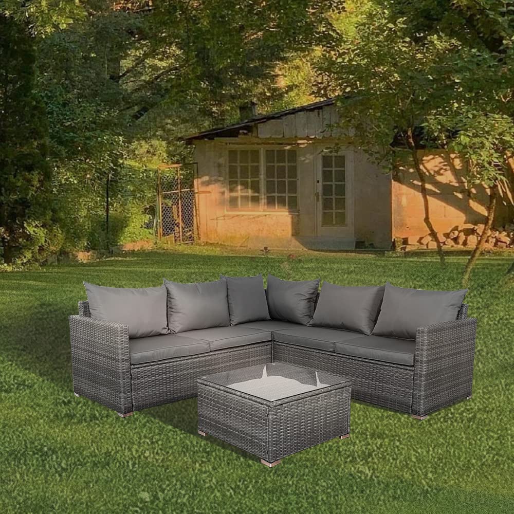 - Panana Rattan Furniture Set | 5 Seater | Lounge Corner Sofa Set | Table Stool -