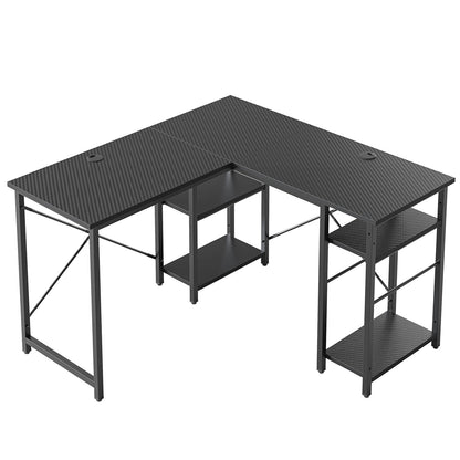 Bestier 192CM Reversible L Shaped Desk with Shelves 120CM Industrial Corner Desk Long Stable Computer Workstation with 2 Cable Holes