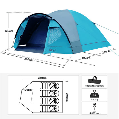 - Portal 3-4 Man Tent with Porch | Camping Tent for 3 to 4 Persons | Sewn-in Groundsheet -