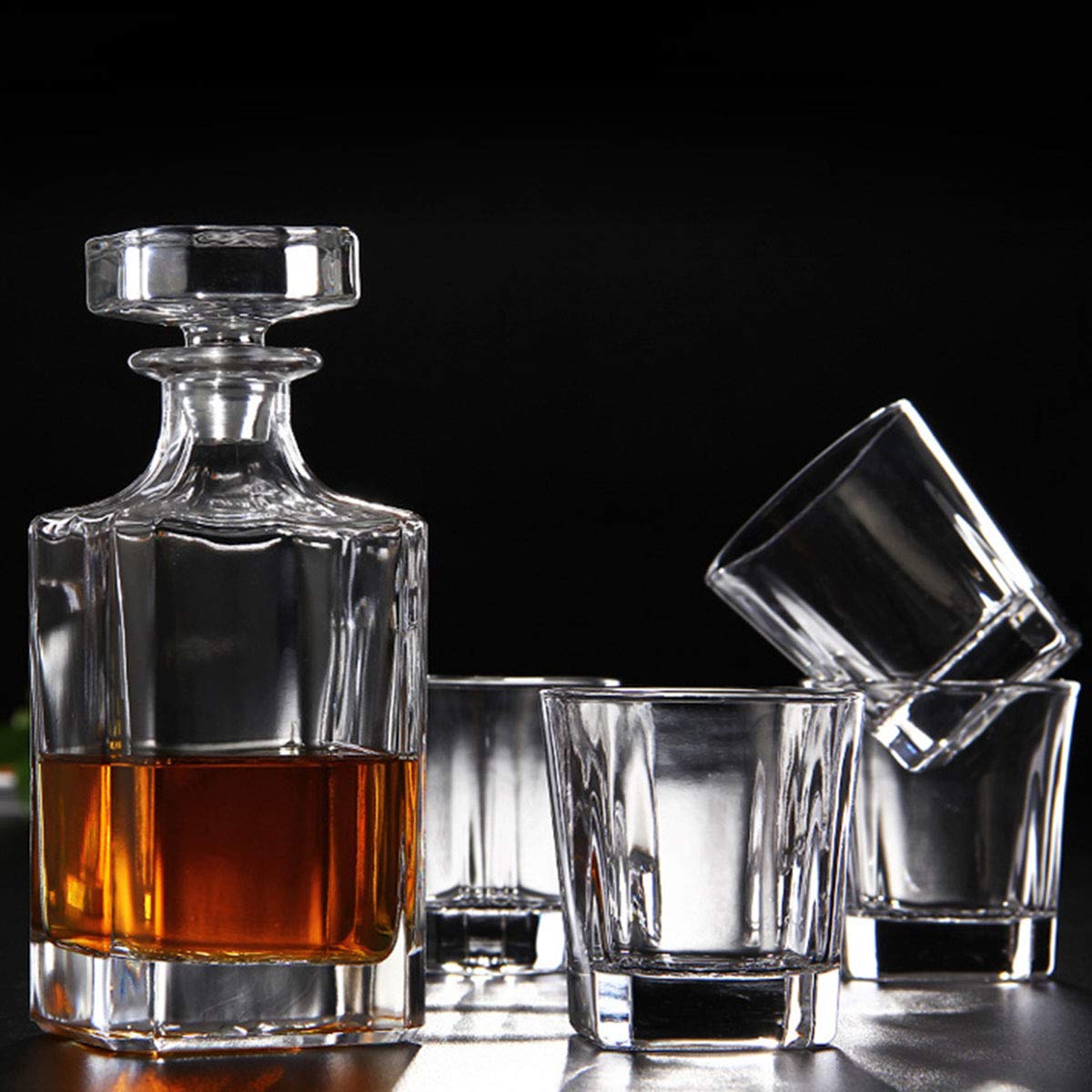 - Glass Decanter With Airtight Geometric Stopper | Whiskey Decanter for Wine, Bourbon, Brandy, Liquor, Juice, Water, Mouthwash -