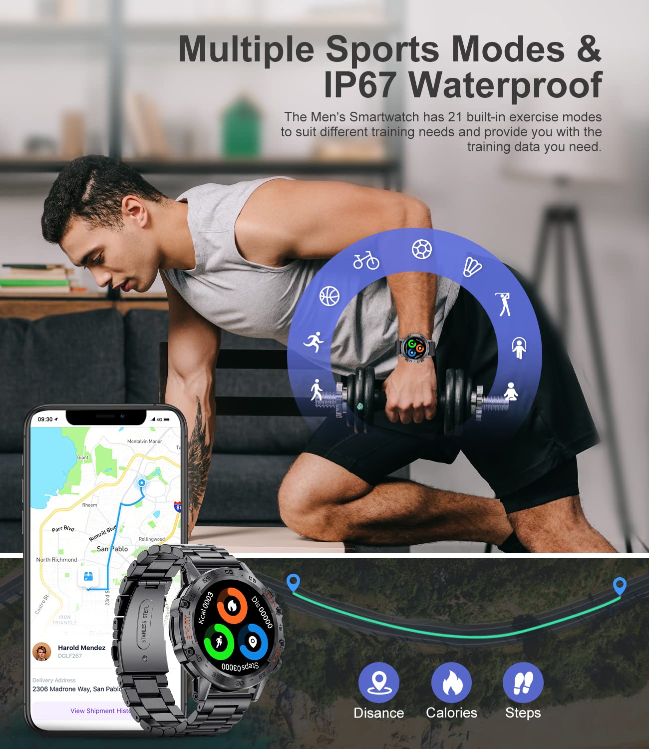 - Military Smart Watch for Men 2023 | Bluetooth Voice Call Compatible Android iOS Phone -