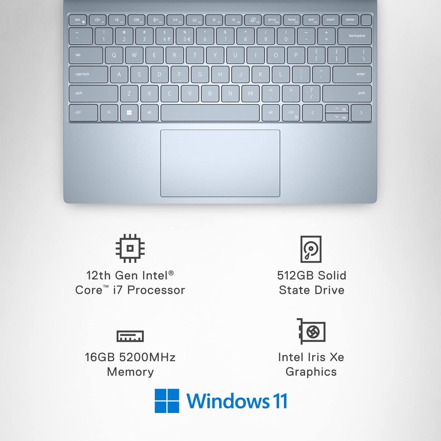 Dell XPS 13 9315 Laptop, 12th Gen Intel Evo Core i7-1250U, 13.4 Inch UHD+ 500nit Touchscreen, 16GB RAM, 512GB SSD, Backlit Keyboard, Fingerprint Reader, Win 11H (Sky)
