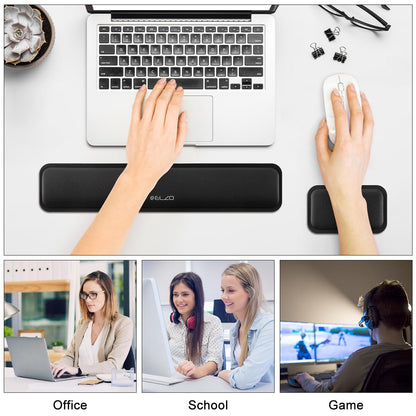 - ELZO Keyboard & Mouse Wrist Rest Pad Support | 65D High-Density Thicken Memory Foam Padding -