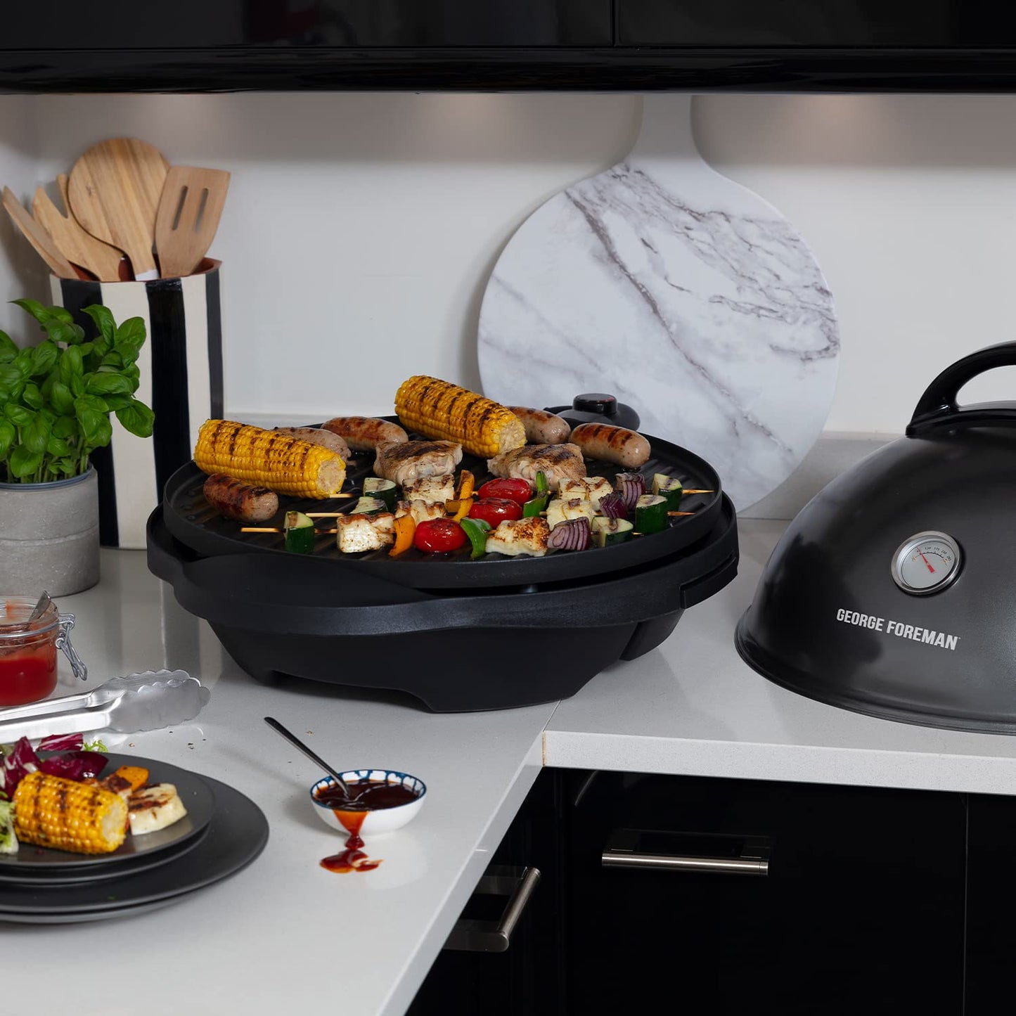 - George Foreman Indoor Outdoor BBQ | Electric Grill | 1500cm2 cooking surface | Variable Temperature Control -