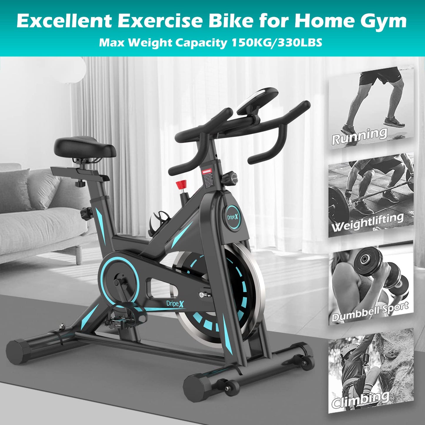 - Dripex Exercise Bike Magnetic Resistance for Home Gym Use Heavy People -