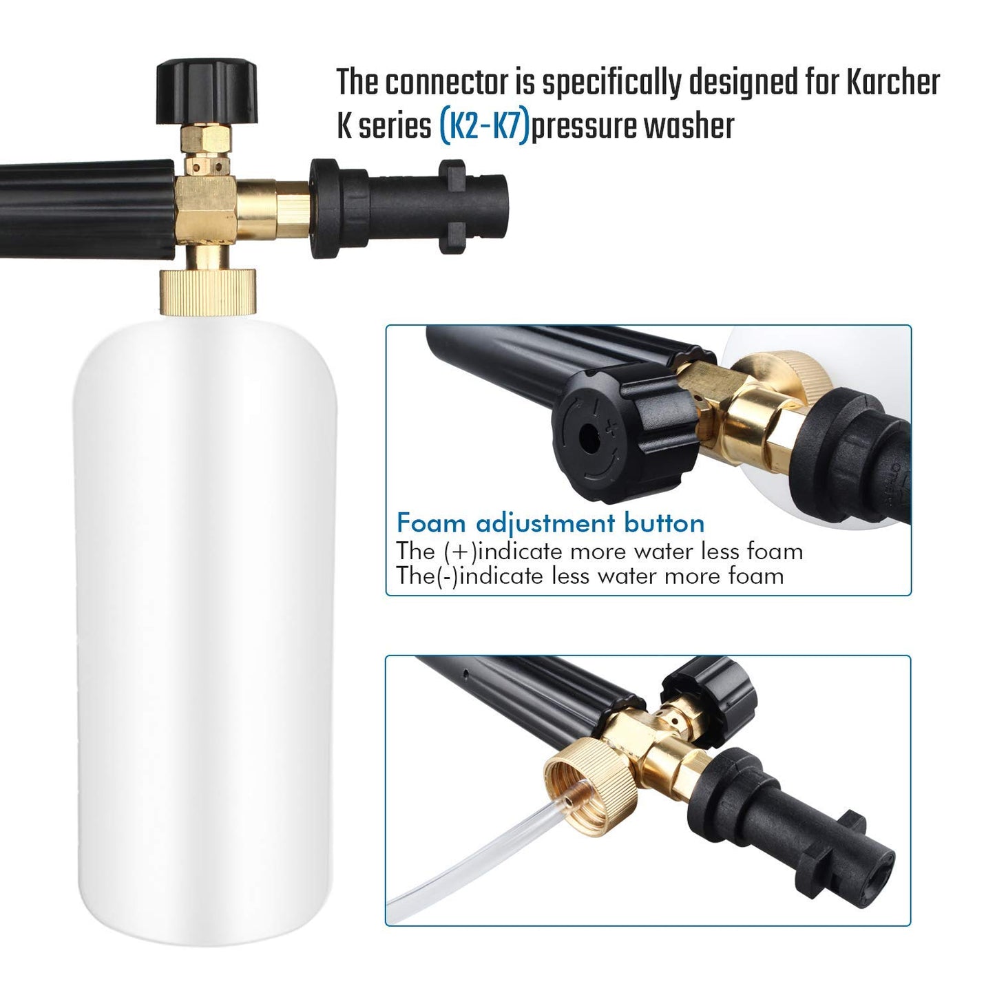 - Qooltek Adjustable Foam Cannon | 1 Liter Bottle Snow Foam Lance | Soap Dispenser Nozzle -